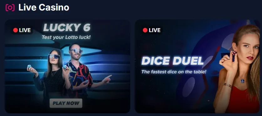 Lukkly canlı casino: Lucky 6 ve Dice Duel